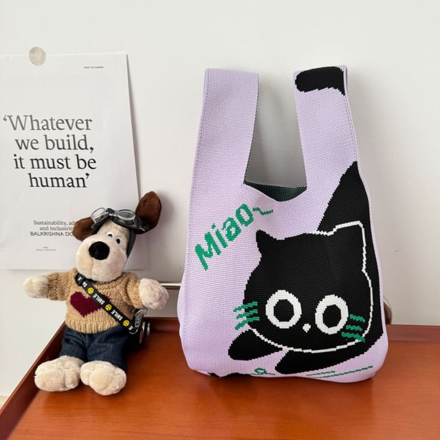 Cat Knit Tote Bag