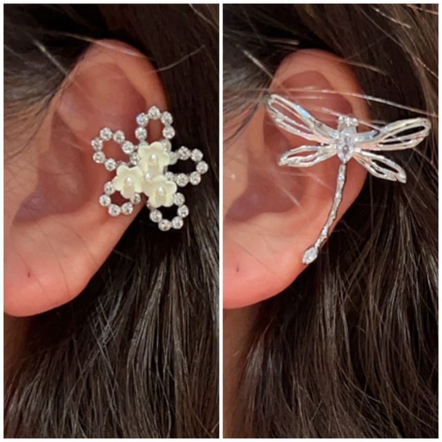 Floral / Dragonfly Alloy Ear Cuff
