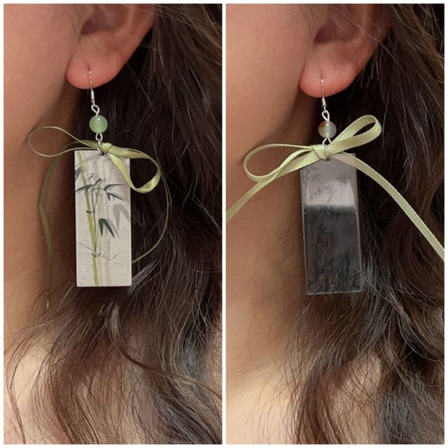 Bamboo Ribbon Acrylic Drop Earring