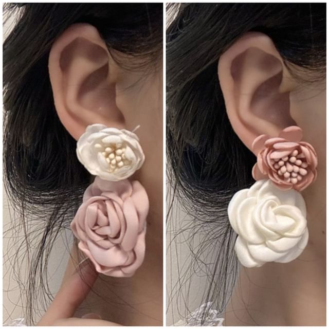 Floral Fabric Drop Earring
