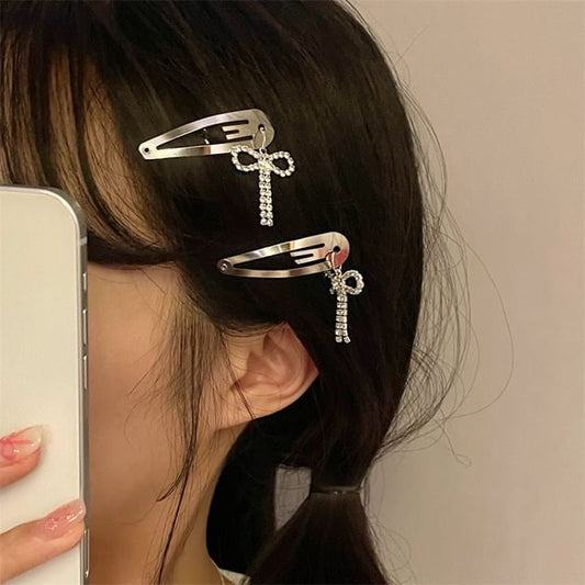 Bow Rhinestone Alloy Hair Clip