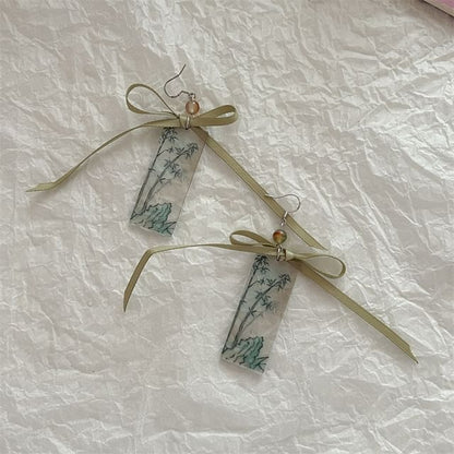 Bamboo Ribbon Acrylic Drop Earring