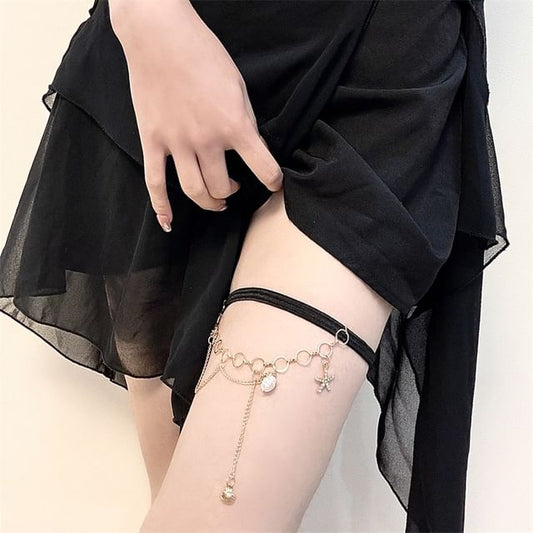 Shell Starfish Faux Pearl Layered Thigh Chain