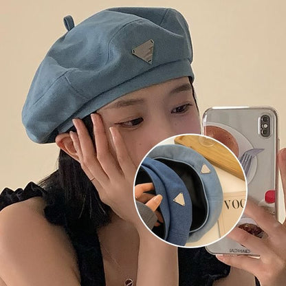 Beret Panel Plain Denim