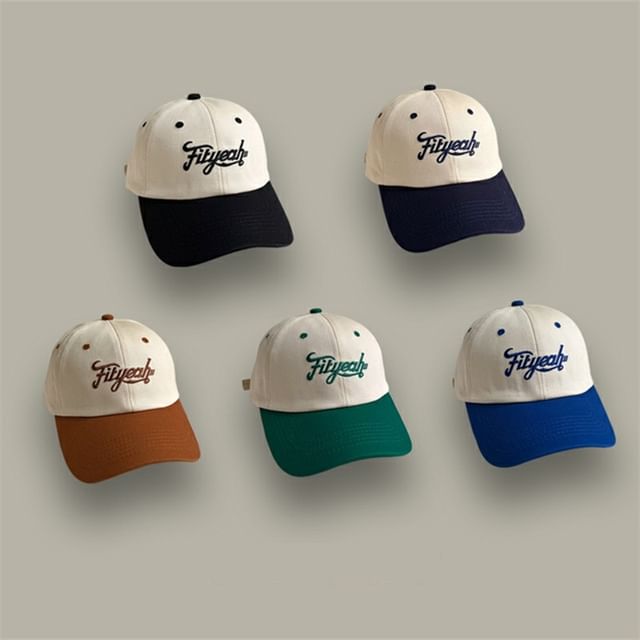 Lettering Cap Baseball Panel Embroidered