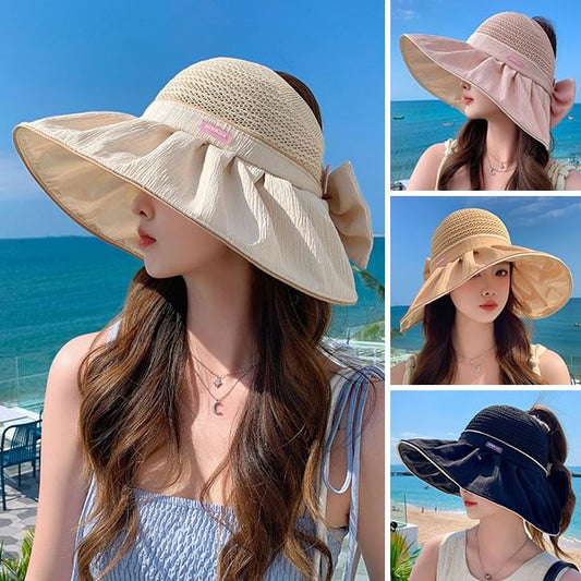 Sun Hat Panel Ruched Bow