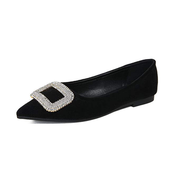 Pointed Toe Rhinestone Accent Flats