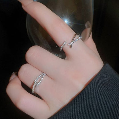 Rhinestone Alloy Open Ring (Various Designs)