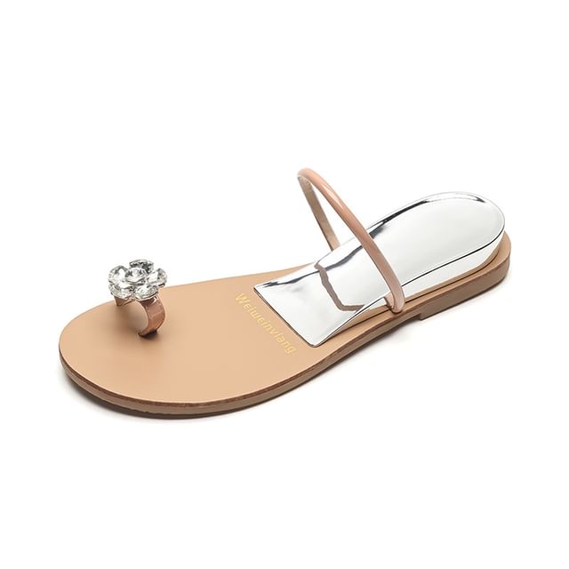 Rhinestone Toe Loop Slide Sandals