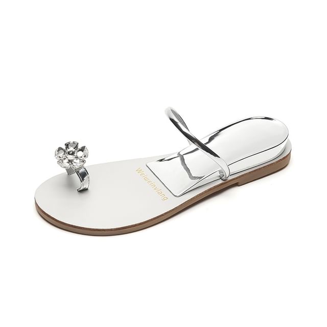 Rhinestone Toe Loop Slide Sandals