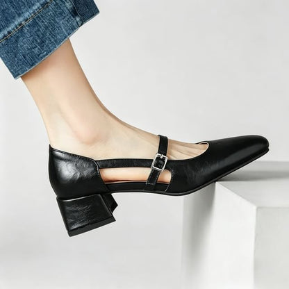 [42] Block Heel Pointy Sandals