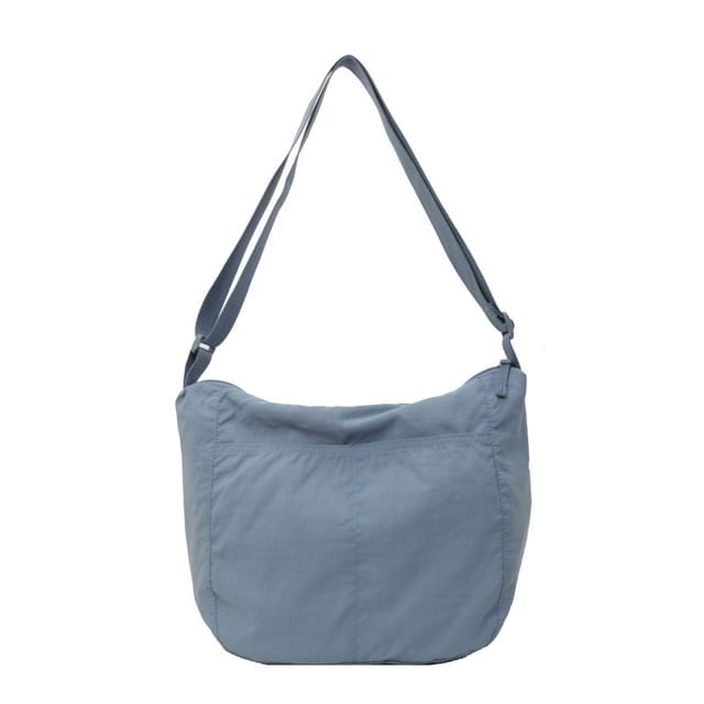 Plain Zip Nylon Shoulder Bag