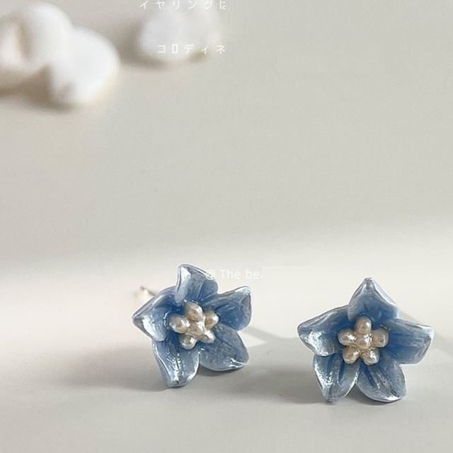 Boucles d'oreilles à tige en alliage de résine florale