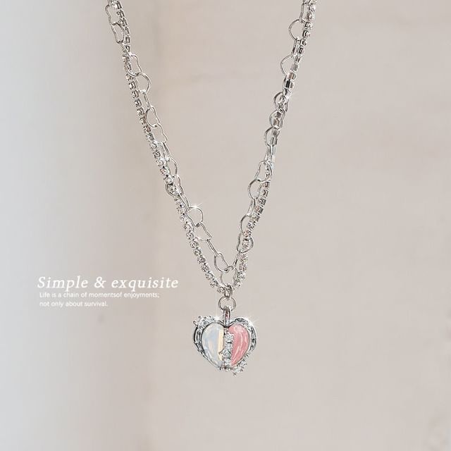 Heart Rhinestone Pendant Alloy Necklace (Various Designs)