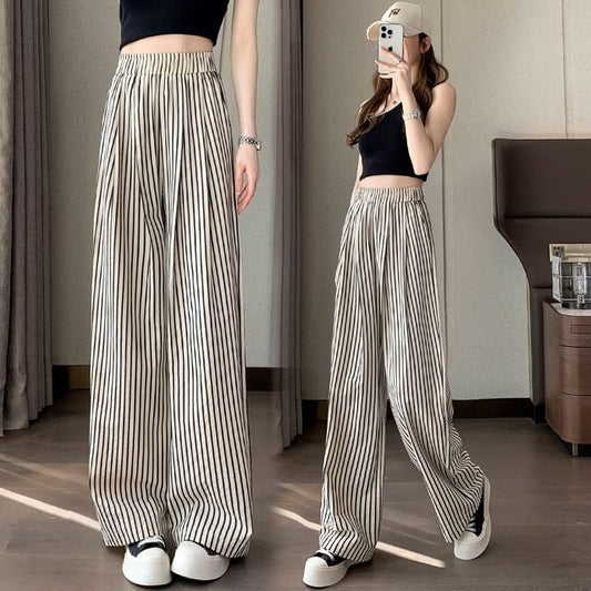 High Rise Striped Wide Leg Pants (Various Designs)