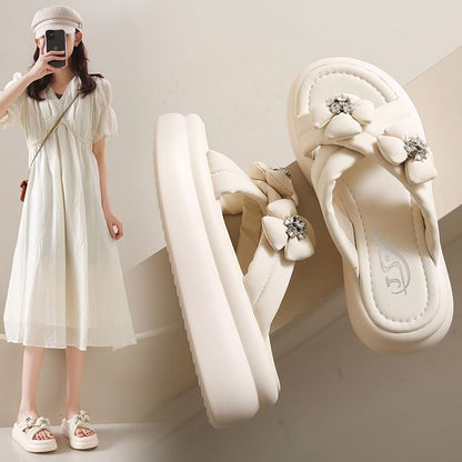 Platform Flower Slide Sandals