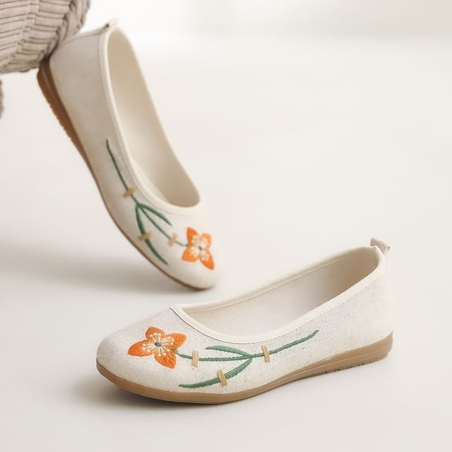 Flats Flower Embroidered