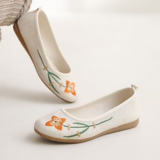 Flats Flower Embroidered