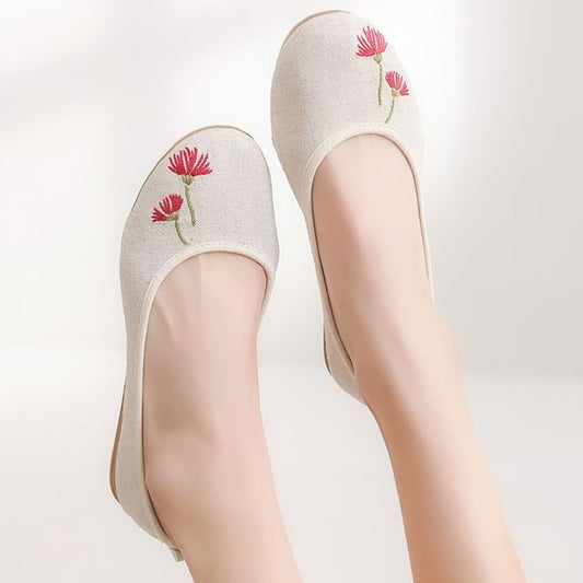 Embroidered Flats Flower