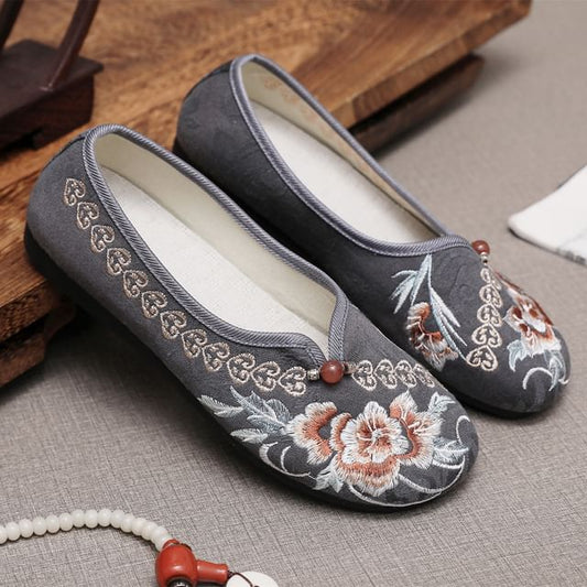 Embroidered Flower Flats