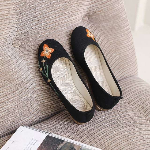 Flats Flower Embroidered