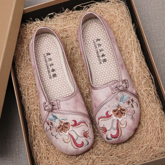 Flower Embroidered Flats
