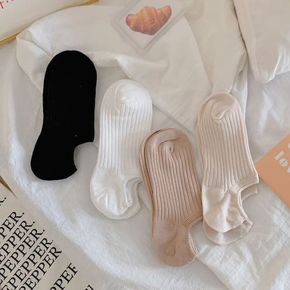 Plain Ribbed No Show Socks Set