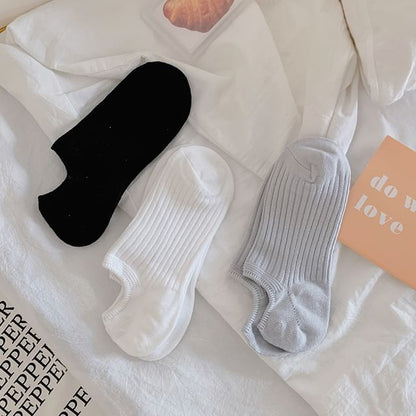 Plain Ribbed No Show Socks Set