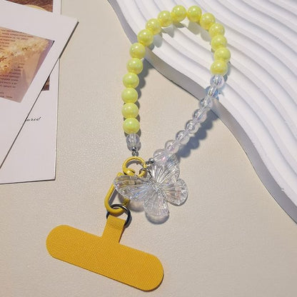 Butterfly Bead Phone Strap with Lanyard Pad