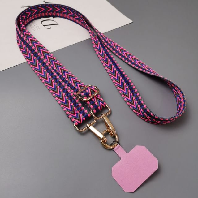 Patterned Fabric Phone Lanyard with Lanyard Pad