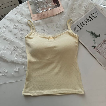 Lace Bow-Accent Padded Camisole Top