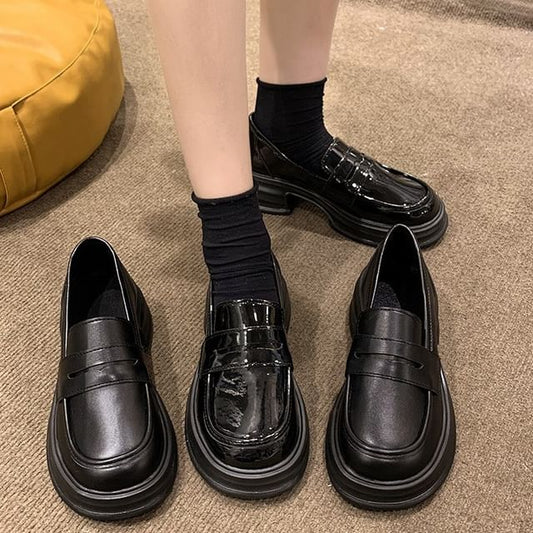 Faux Leather Platform Loafers