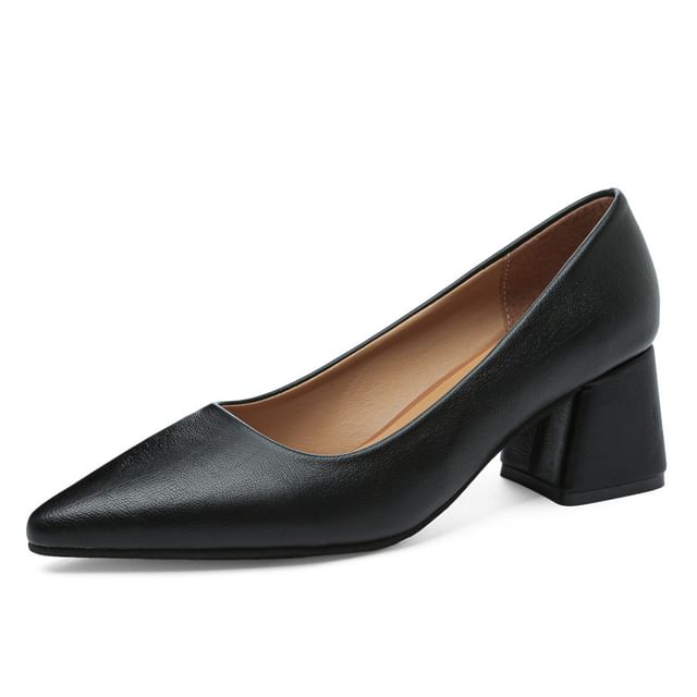 Block Heel Pointed Pumps