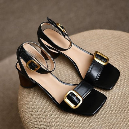 Block Heel Buckled Sandals