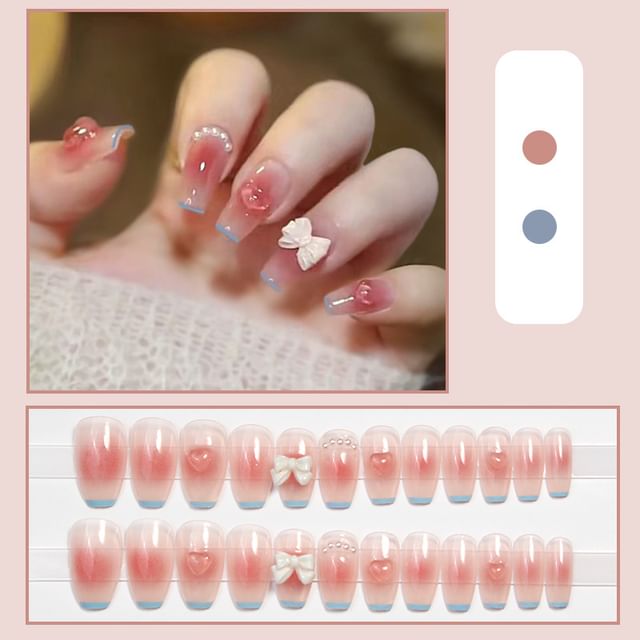 Peach Bow Press On Nail