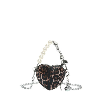 Leopard Print Heart Crossbody Bag