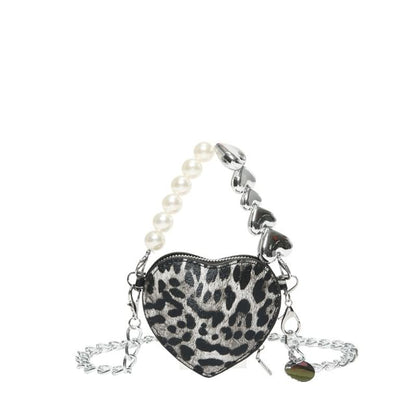 Leopard Print Heart Crossbody Bag