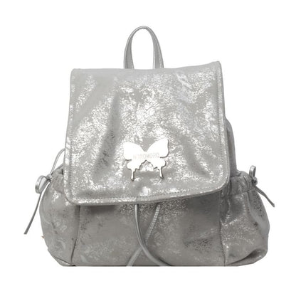 Butterfly Studded Multi-Pocket Flap Backpack