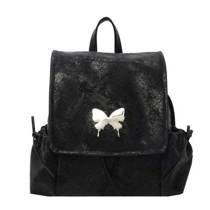 Butterfly Studded Multi-Pocket Flap Backpack