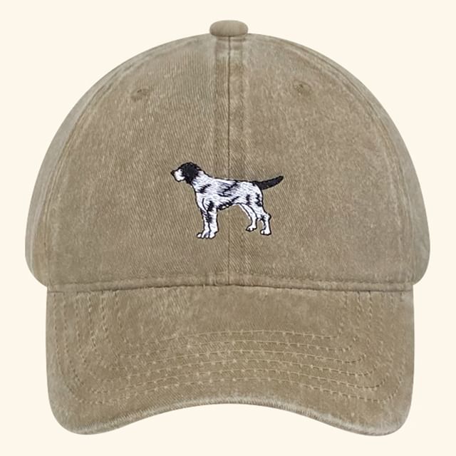 Dog Embroidered Washed Baseball Cap