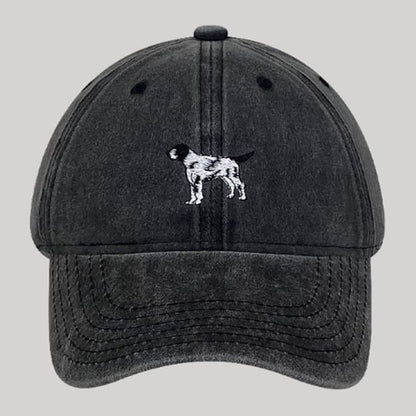 Dog Embroidered Washed Baseball Cap