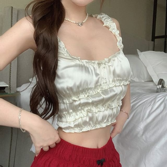 Square Neck Crop Tank Top / Hot Pants