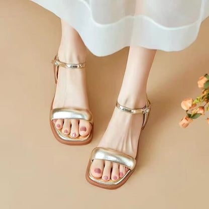 Sandals Leather Faux Metallic