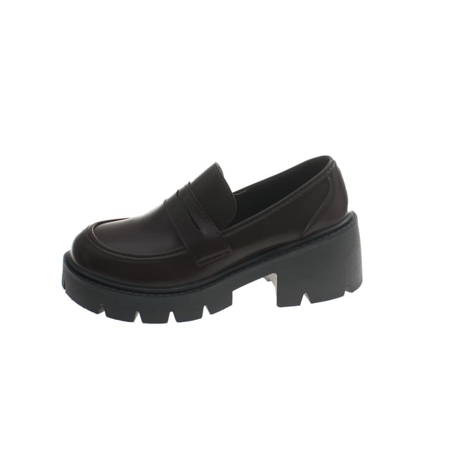 Platform Loafers Leather Faux