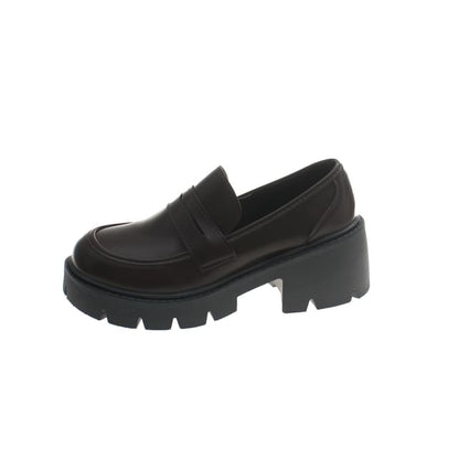 Platform Loafers Leather Faux