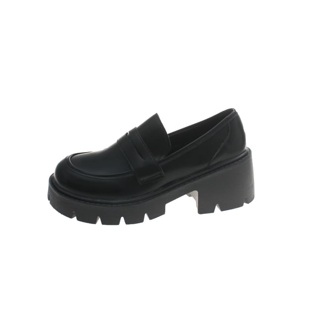 Platform Loafers Leather Faux