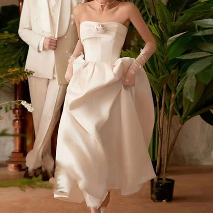 Plain A-Line Wedding Flower Gown
