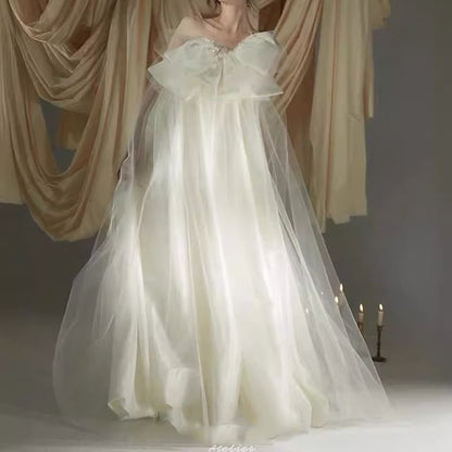 Plain Wedding Gown A-Line Bow