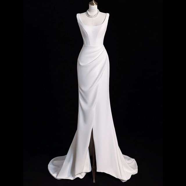 Wedding Gown Plain Sleeveless A-Line