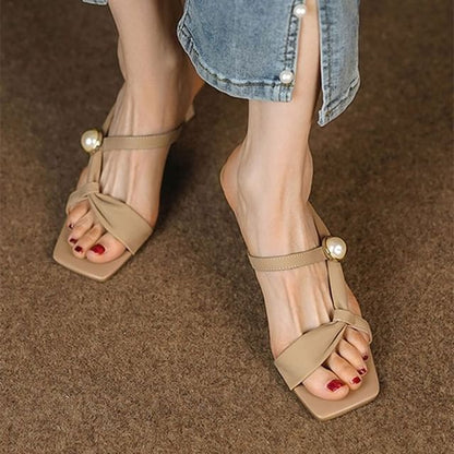 High Waist Plain Slide Sandals